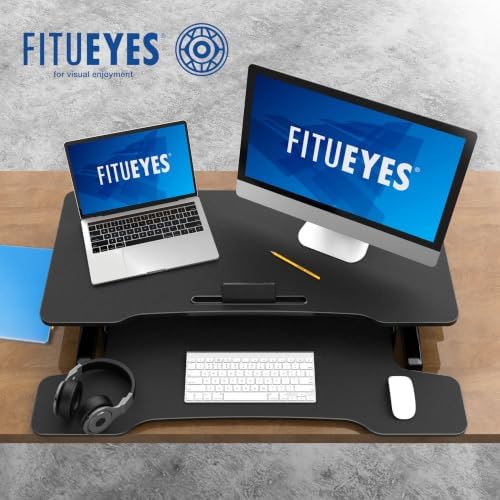 FITUEYES Height Adjustable Standing Desk 36” Wide Sit to Stand Converter - Image 5