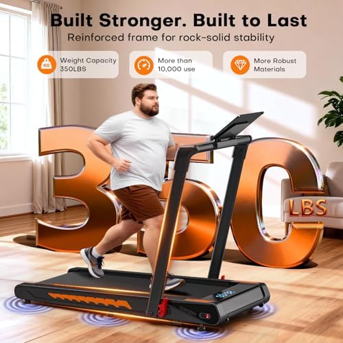 Treadmill with Speaker, 6-in-1 7.5MPH Foldable Treadmill for Home with App Compatible, Walking Pad with 10% Incline, LED Display, 3.0HP Brushless Drive, 350 LB Weight Capacity, 12 HIIT Programs - Image 5