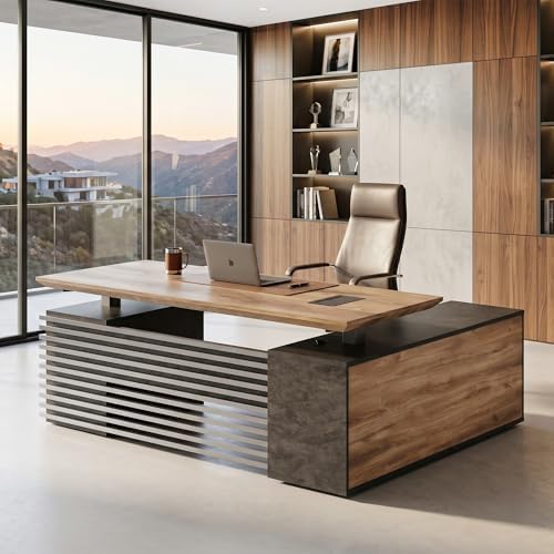 78.7" Executive Standing Desk with Locking Drawers and Charging Station by GTBLACKTURNSTONE