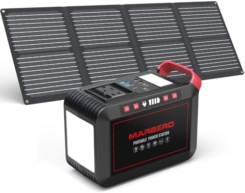 MARBERO 237Wh Solar Generator with Solar Panel Included Portable Power Station 300W Pure Sine Wave with Foldable Solar Panel 60W Set for Camping Outdoor Hiking Fishing Emergency by MARBERO