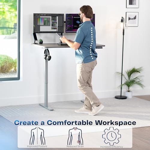 VIVO Dark Gray 48 x 30 in Standing Desk, DESK-KIT-1G5G - Image 4