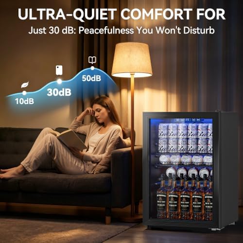 Tehanld 2.5 Cu.Ft Beverage Fridge, Glass Door Mini Fridge, Black, 96 Can - Image 7