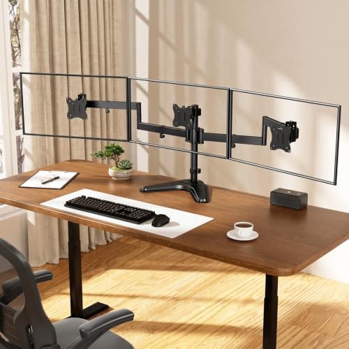 Triple Monitor Stand fits 3 Screens up to 27 Inches, Freestanding - Image 2