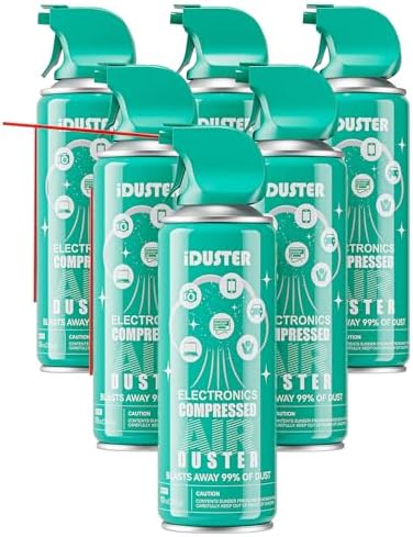 iDuster Compressed Air Duster for Electronics - Disposable Cleaning Duster Compressed Air Can for Computer and Keyboard, 6 Packs by iDuster