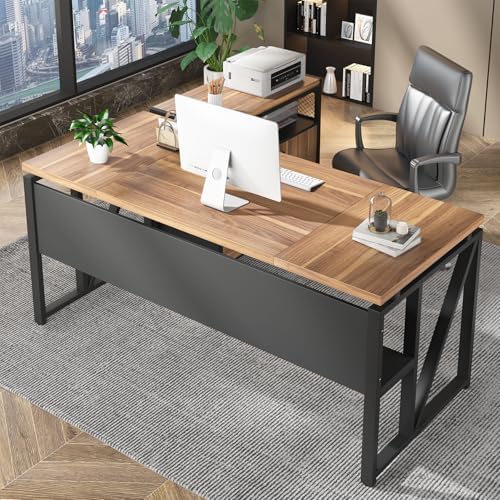 Tribesigns 63" Executive Desk with Reversible File Cabinet, Large L-Shaped Office Desk with Drawers, Business Furniture Workstation for Home Office - Image 3