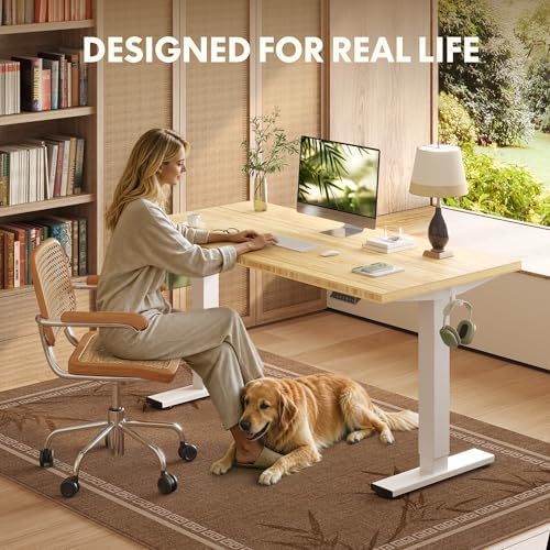 FLEXISPOT 60" x 30" Solid Bamboo Standing Desk, White Frame - Image 3
