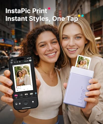 Liene Pearl N200 Pro Portable Photo Printer, Instant Mini Picture Printer for iPhone Smartphone, Thermal Dye Sublimation, Bluetooth Sticker Printer 50 Sheets 2x3 Adhesive Paper & 5 Cartridges, Purple - Image 5