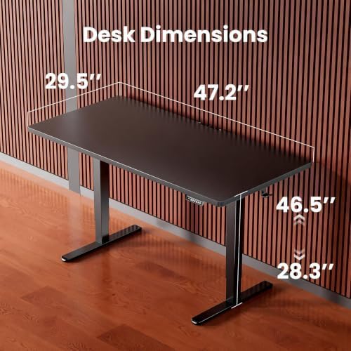 ErGear Electric Standing Desk, 48" x 30" Whole Piece Desktop, Adjustable Height Computer Desk, 4 Height Memory Settings, Sit Stand Up Desk for Home Office, Black - Image 2