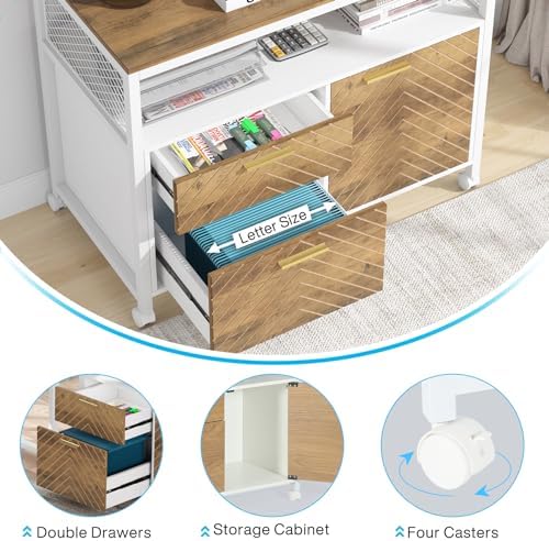 Tribesigns L Shaped Desk with Drawer,63" Executive Computer Desk and lateral File Cabinet, 2 Piece Home Office Furniture for Hanging File, Cabinet with Doors - Image 4