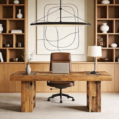 Tribesigns 63" Executive Desk, Farmhouse Wooden Office Desk, Rustic Brown - Image 4
