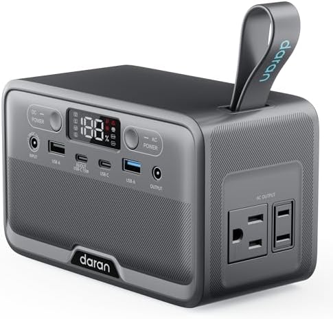 Daran Portable Power Station 89.6Wh LiFePO4 Battery 100W(200W Peak) Solar Power Bank, Portable Charger Small Generator with AC Outlets & PD Fast Charging for Home/Laptop/Camping(Solar Panel Optional) by DARAN