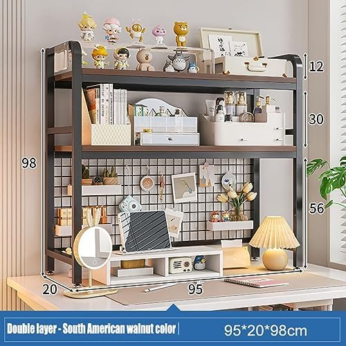 Desk Hutch Dorm, Desktop Bookshelf, 2-Tier/3-Tier Book Shelf For Office, Multipurpose Countertop Display Shelf Adjustable Metal Rack Organizer For Home Dorm Office Supplies ( Color : Black , Size : 3- - Image 5