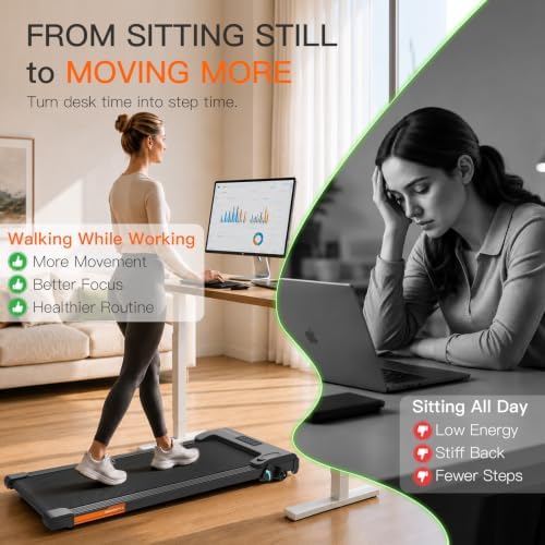 Walking Pad Treadmill for Home Office, Portable Under Desk Treadmill with Incline, Mini Compact Walking Jogging Running Exercise Machine with Remote Control and LED Display - Image 3