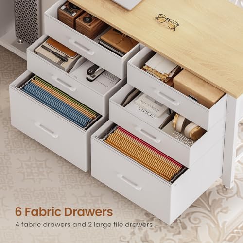 SEDETA L Shaped Electric Standing Desk with 6 Fabric Drawers, Storage - Image 4