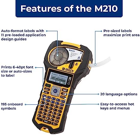 Brady M210 Portable Label Printer Kit (M210-KIT), Yellow/Black - Image 2