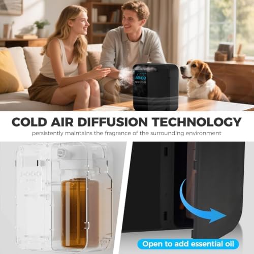Waterless Scent Diffuser, WiFi Bluetooth App Controlled Fragrance Machine with LED Display, Timer, Adjustable Output for Home, Office, Hotel Lobby and Reception(Black) - Image 2
