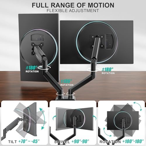 WALI Adjustable Dual Monitor Arm for 13-32 inch Screens, 22 lbs per Arm - Image 3