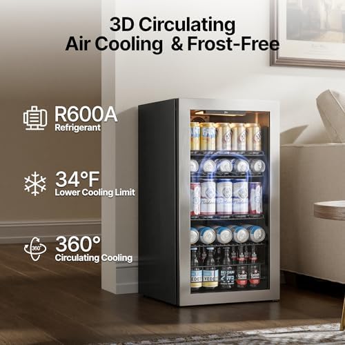 Ca'Lefort 105 Cans Mini Fridge, Beverage Refrigerator Cooler for Drink/Beer - Image 4