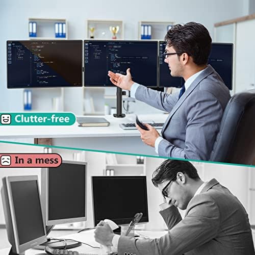 WALI Adjustable Triple Monitor Mount for 13-27 inch Screens, 22 lbs per Arm - Image 5