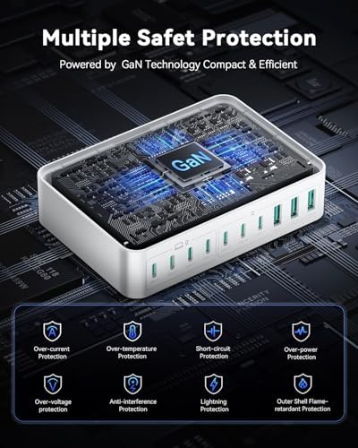 Rocoren 480W GaN 10‑Port Charging Station,PD 100W Fast Charger Block Hub - Image 5