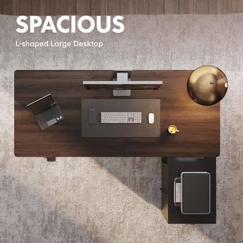 FLEXISPOT 60" Executive Standing Desk with File Cabinet, Black Walnut - Image 5