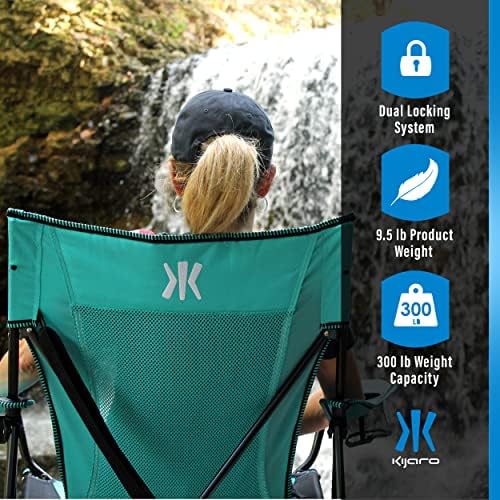 Kijaro Dual Lock Portable Camping Chair - Versatile Folding Sports and Outdoor Chair for Lawn - Locks Position - Ionian Turquoise - Image 6