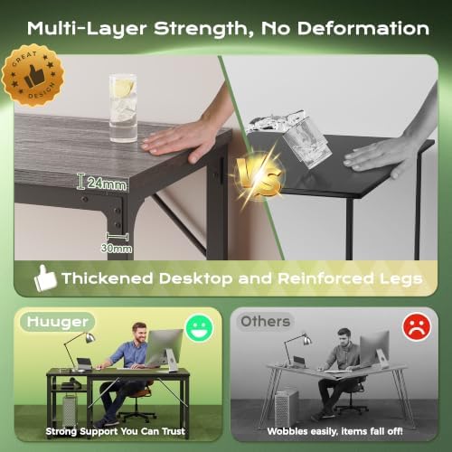 Huuger 55'' x 19.7'' Computer Desk with Power Outlets, 0.95'' Thick Desktop - Image 4