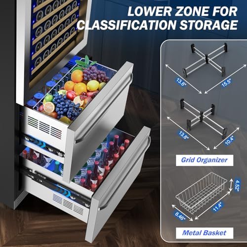 Velivi 24'' Wine and Beverage Refrigerator 2 IN 1 with Dual Drawer - Image 4