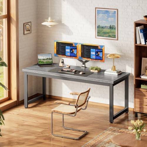 PRAISUN 54 x 19.7 Inch Computer Desk, 0.95'' Thicker, Heavy Duty, Grey - Image 4