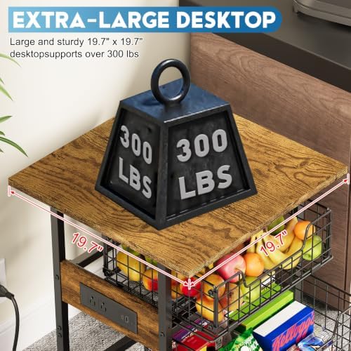 Mini Fridge Stand with Storage and Power Outlet, Small Refrigerator Stand - Image 3