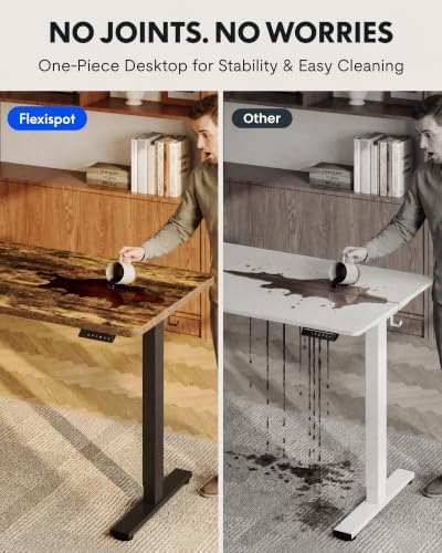 FLEXISPOT EN1 40"x24" One-Piece Standing Desk, Rustic (Black Frame) - Image 3
