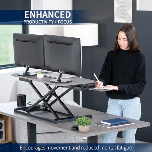 VIVO Dark Gray 36 in Standing Desk Converter, DESK-V036KG - Image 4