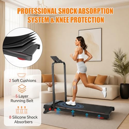 Walking Pad Treadmill with Incline and Handle Bar, 7.5MPH Under Desk Foldable Treadmill for Home Office with Remote Control - Image 2