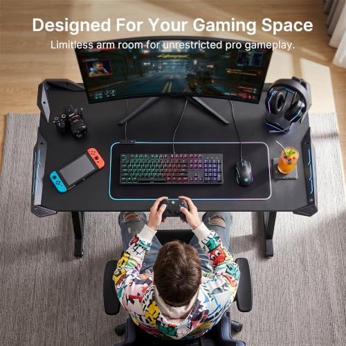 EUREKA ERGONOMIC Gaming Desk, 44 Inch Computer Desk with RGB LED Lights - Image 4