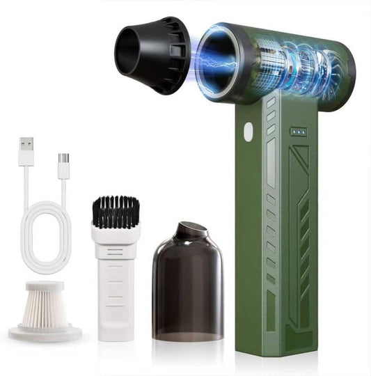 Compressed Air Duster 480000RPM Electric Air Duster Variable Speed 580G 4 Gear Adjustable Rechargeable Cordless Jet Dry Blower Turbo Fan Dryer Air Blower Mini Car Vacuum Cleaner Army Green by Lageich