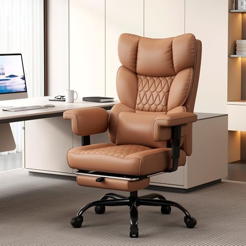 Misolant Big and Tall Office Chair with Footrest, High Back Executive Desk Chair with Adjustable Lift Armrest, 155°Recline，Lumbar Support Pillow, Faux Leather Gaming Chairs for Home or Office - Image 2