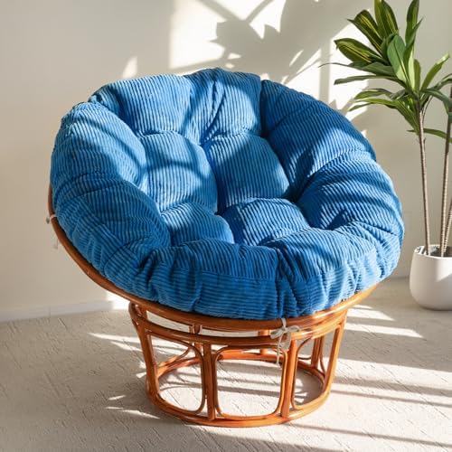 HIGOGOGO Papasan Chair Cushion with Corduroy Cover (Without Chair), 48 x 48 Inch Supportive Cushion, Overstuffed Chair Cushion,Navy by HIGOGOGO