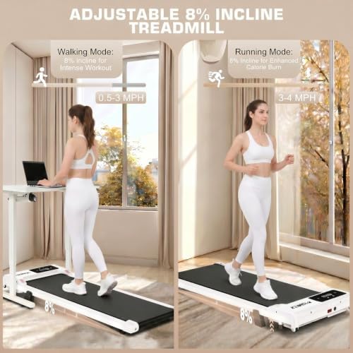 ANCHEER Walking Pads, 2 in 1 Under Desk Treadmill 2.5HP Compact Running Machine with Remote Control, 300lbs Weight Capacity for Home/Gym/Office,Ultra-Quiet, Installation-Free - Image 3