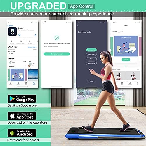 GYMAX Walking Pad, 2 in 1 Free Installation Under Desk Treadmill with Smart App, Remote Control & LED Display, 2.25HP Foldable Portable Compact Running Machine for Small Spaces Home Office - Image 2
