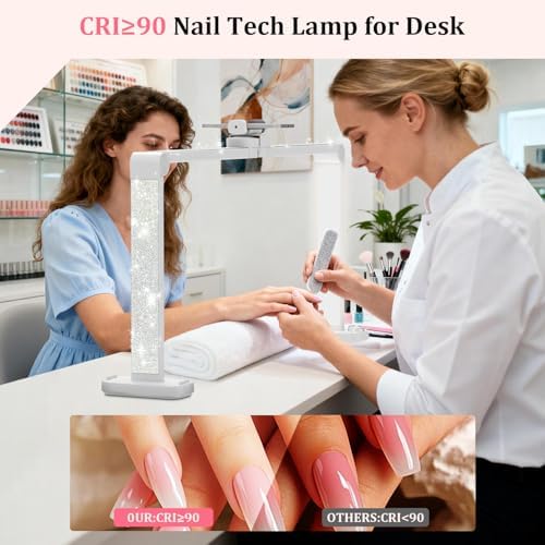 iVict Nail Desk Lamp, 34" Nails Tech Light with Phone Stand, 0-100% Adjustable Brightness, 3000K-6000K Color Temperature Led Desk lamp for Nail, Tattoos, Eyebrows, Beauty(Diamond, Large) - Image 3