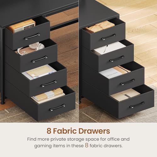 SEDETA 94.5" 2 Person Gaming Desk with 8 Drawers & Storage Shelves, Black - Image 5