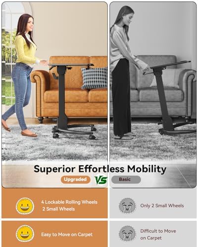 JOY worker Foldable Laptop Desk on Wheels, Adjustable Mobile Standing Desk - Image 3