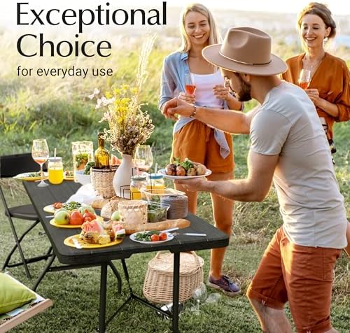 6 Feet Foldable Table with Built in Handle & Steel Legs | 6FT Heavy Duty Folding Portable | Perfect for Party, Dining, Wedding, Events, Picnic Indoor, Outdoor, Camping, Utility, Folding - 6 Foot - Image 5