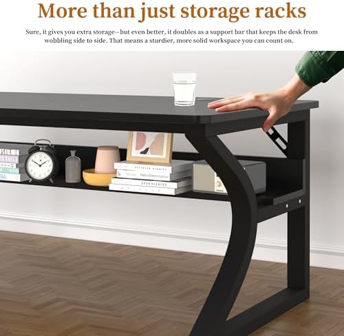 StarGraph Wood Computer Desk Table for Office Gaming Work Pc (Black, 55") - Image 3