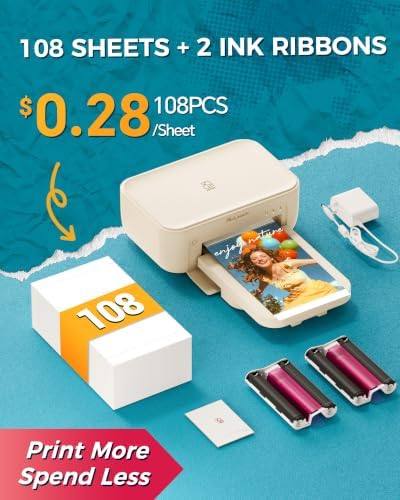 HPRT Photo Printer 4x6 with 108 Sheets Photo Paper & 2 Ribbons - Image 2
