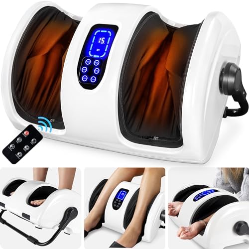 Best Choice Products Shiatsu Foot Massager with Heat for Plantar Fasciitis & Neuropathy, Kneading Foot & Calf Massager with Remote, 360° Adjustable Handle, Rolling & Compression Massage - White by BestChoiceProducts