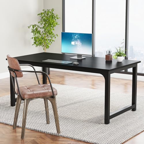 Tribesigns Modern Computer Desk, 63 x 31.5 inch Large Office Desk Computer Table Study Writing Desk Workstation for Home Office, Black - Image 2