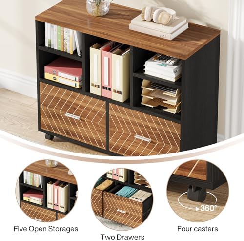 Tribesigns L-Shaped Executive Desk with Reversible File Cabinet, 63" Office Desk with Storage Drawers, L-Shaped Computer Desk with Drawer Cabinet for Hanging Letter Size Files (Walnut & Black) - Image 5
