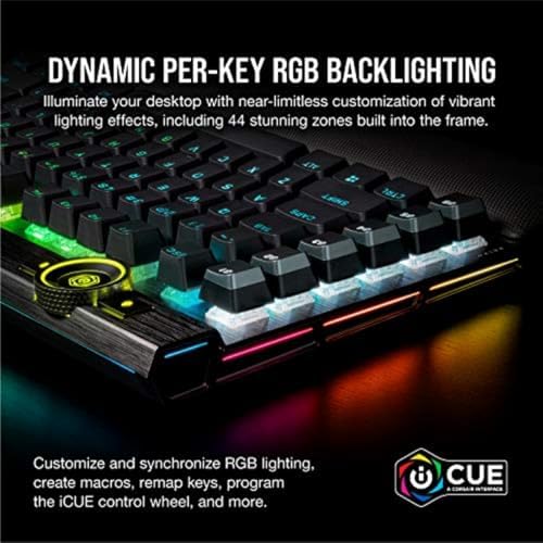 Corsair K100 RGB Mechanical Gaming Keyboard - Cherry MX Speed RGB Silver Keyswitches - PBT Double-Shot Keycaps - Elgato Stream Deck and iCUE Compatible - QWERTY NA Layout - Black - Image 5