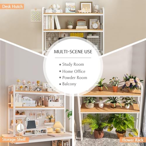 IOTXY 2-Tier Desktop Hutch Bookshelf, Metal Desk Shelf, Black, 45.3" W - Image 7